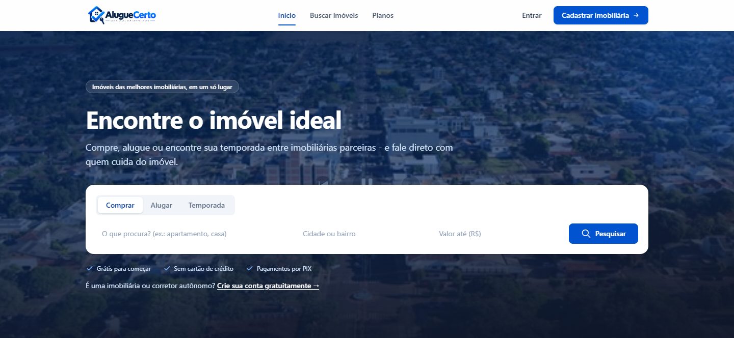 Alugue Certo — Gestão Imobiliária — Página inicial