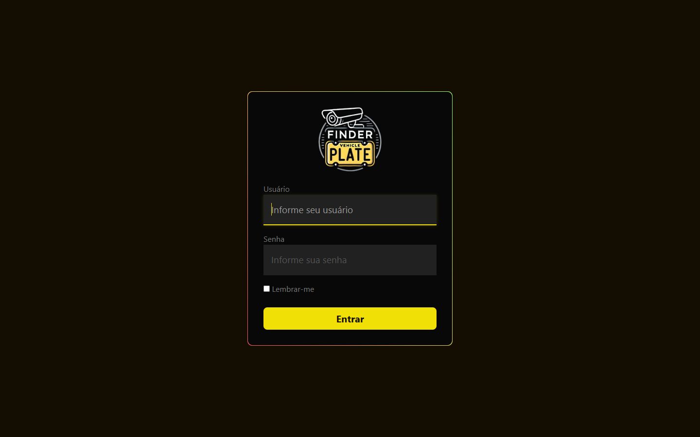 Finder Plate — Monitoramento Veicular ANPR — Tela de acesso